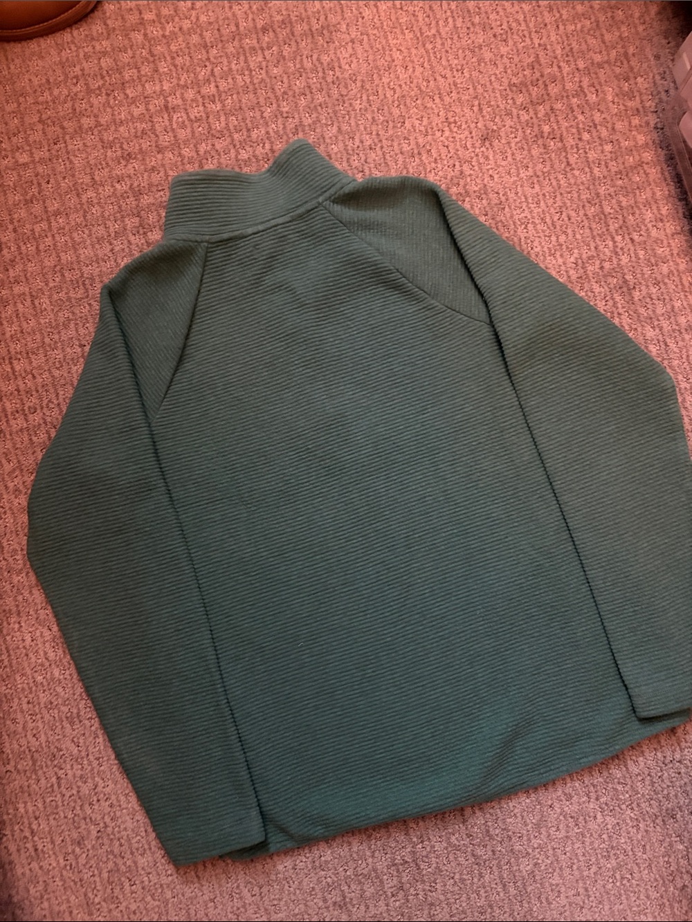 L.L. Bean Womens blue/geeen Ribbed Button-Neck Pullover S - Picture 2 of 5